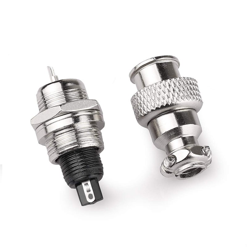 DIYhz GX16 2 Pins Panel Metal Mount Circular Metal Aviation Connector Adapter Male Female Plug Socket with Waterproof Cap (10 Pcs) - Image 2